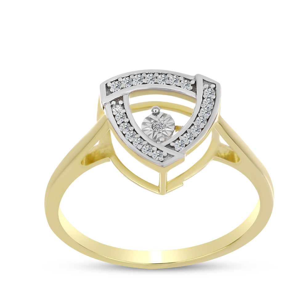 Inel din Argint 925 Placat cu Aur ( 3.12 grame ) cu Diamant Alb și Zircon Alb 0.24 Carate 3 