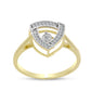 Inel din Argint 925 Placat cu Aur ( 3.12 grame ) cu Diamant Alb și Zircon Alb 0.24 Carate