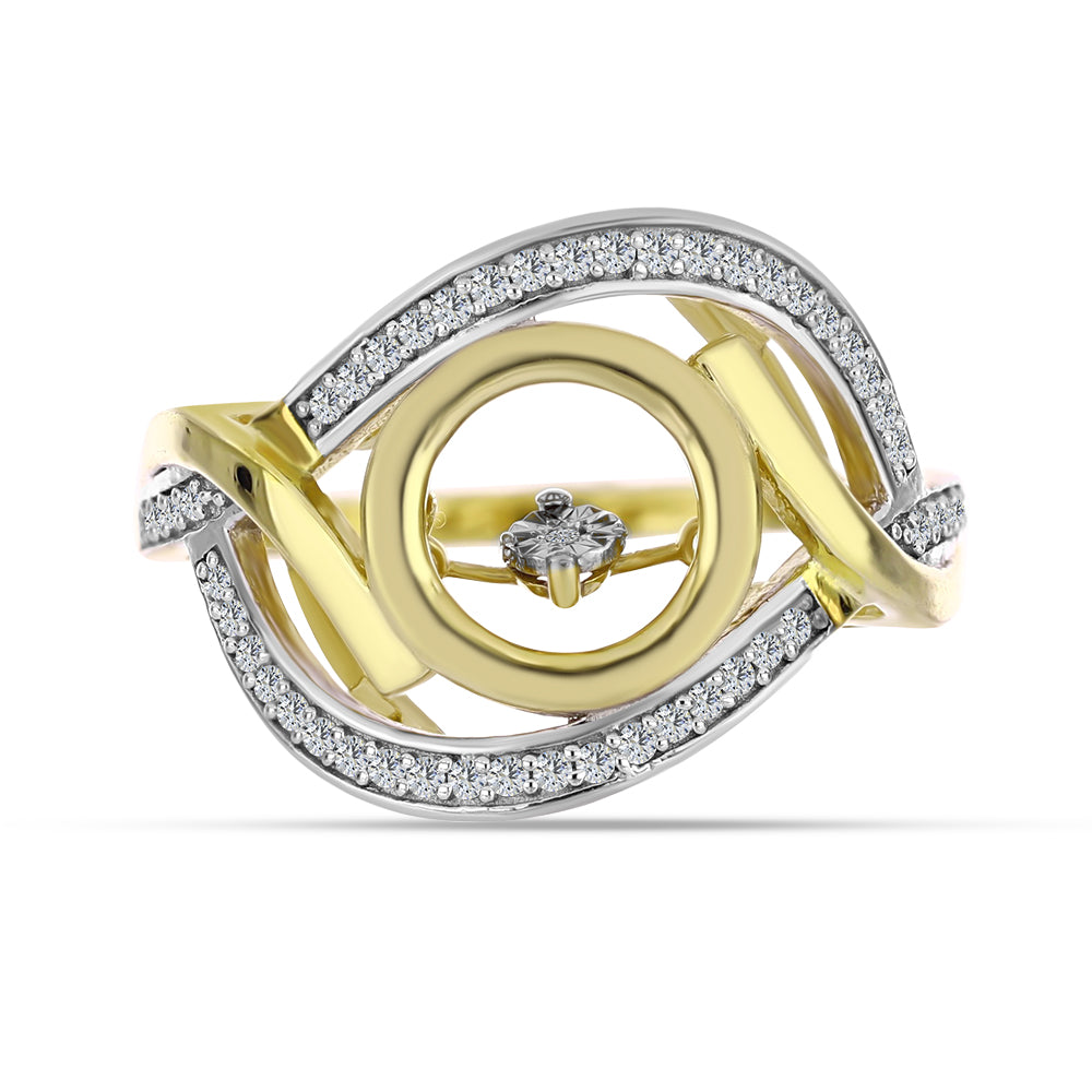 Inel din Argint 925 Placat cu Aur ( 5.52 grame ) cu Diamant Alb și Zircon Alb 0.51 Carate 1 