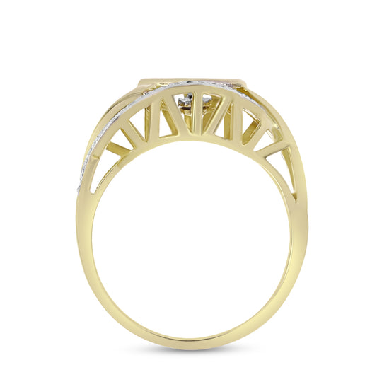 Inel din Argint 925 Placat cu Aur ( 5.52 grame ) cu Diamant Alb și Zircon Alb 0.51 Carate