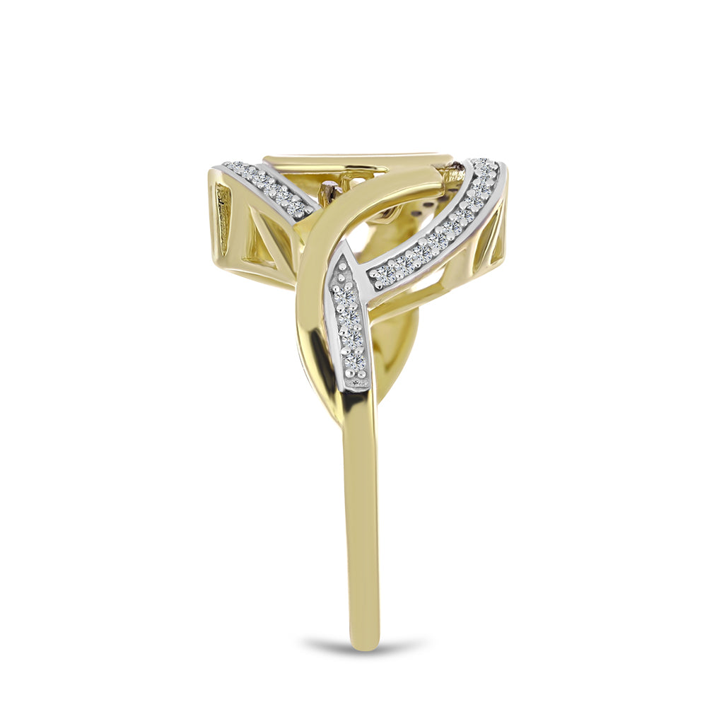 Inel din Argint 925 Placat cu Aur ( 5.52 grame ) cu Diamant Alb și Zircon Alb 0.51 Carate 4 
