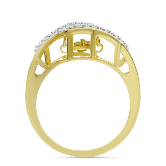 Inel din Argint 925 Placat cu Aur ( 3.69 grame ) cu Diamant Alb și Zircon Alb 0.32 Carate
