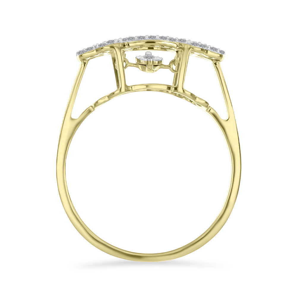 Inel din Argint 925 Placat cu Aur ( 3.16 grame ) cu Diamant Alb și Zircon Alb 0.49 Carate 2 