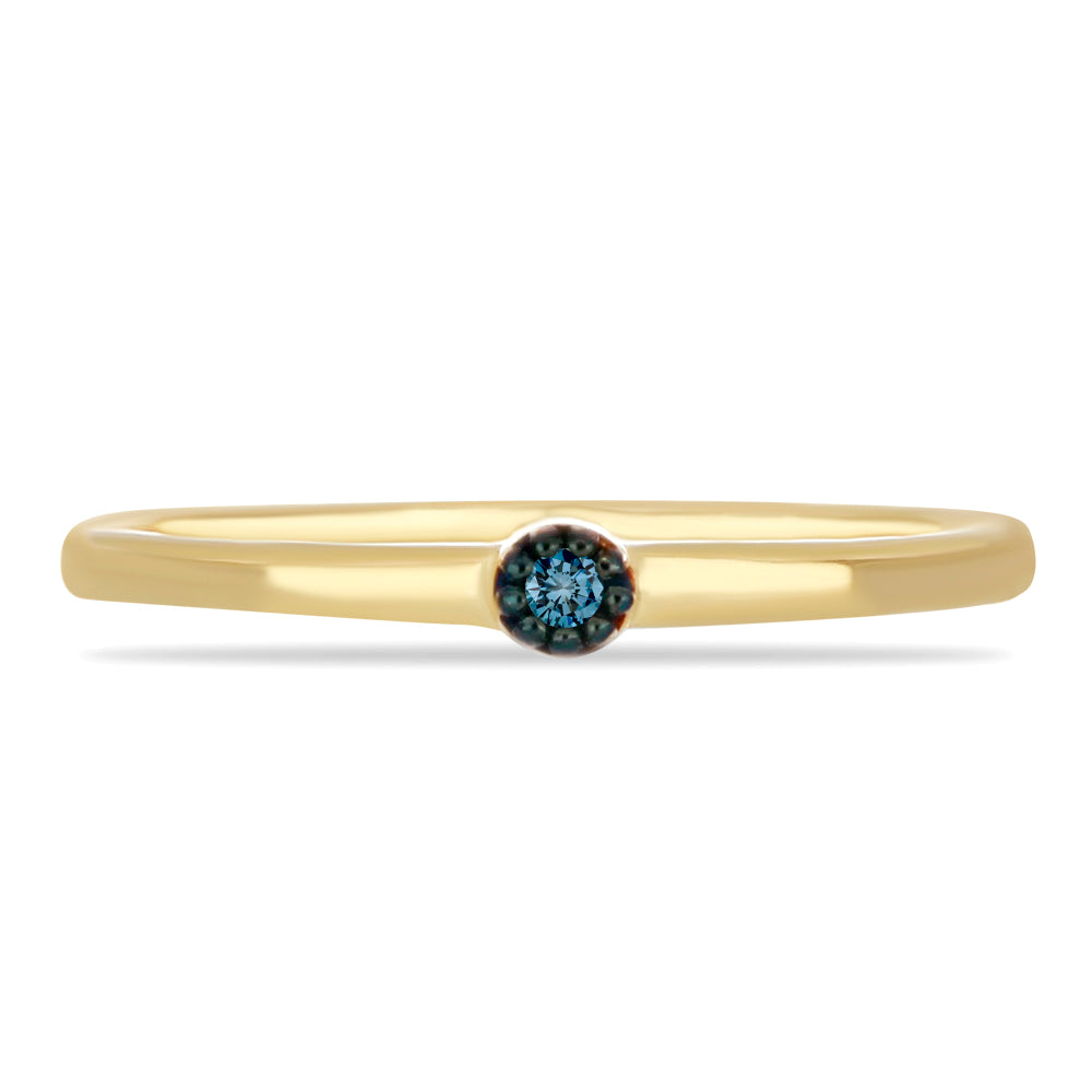 Inel din Argint 925 Placat cu Aur ( 1.65 grame ) cu Diamant Albastru 0.03 Carate