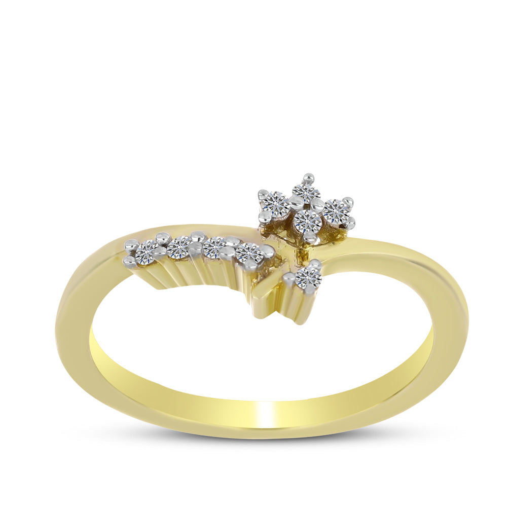 Inel din Argint 925 Placat cu Aur ( 1.85 grame ) cu Diamant Alb 0.07 Carate 3 