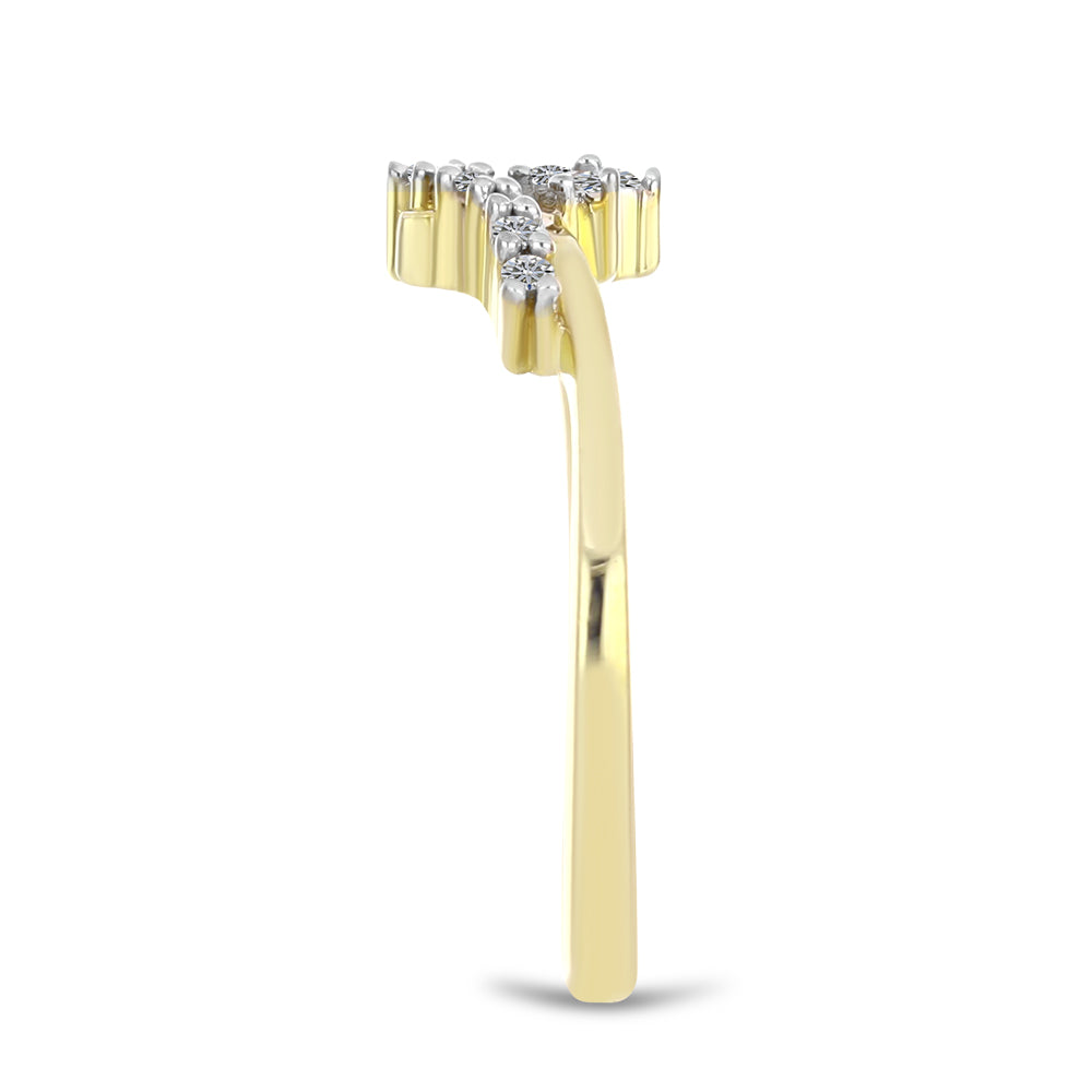 Inel din Argint 925 Placat cu Aur ( 1.85 grame ) cu Diamant Alb 0.07 Carate 4 
