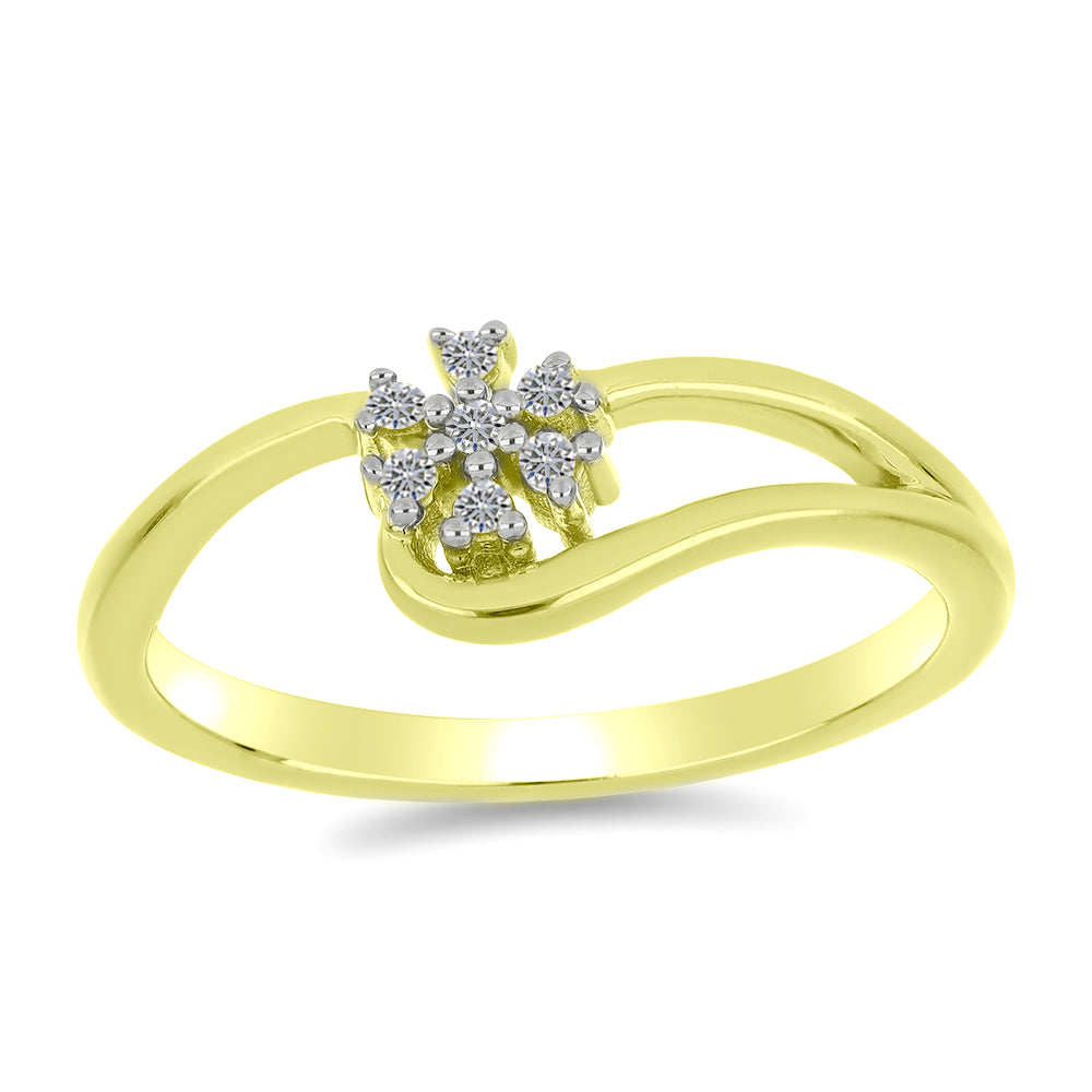 Inel din Argint 925 Placat cu Aur ( 1.88 grame ) cu Diamant Alb 0.08 Carate