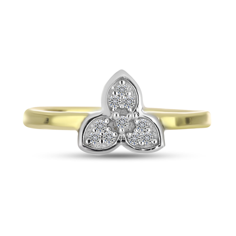 Inel din Argint 925 Placat cu Aur ( 2.05 grame ) cu Diamant Alb 0.08 Carate