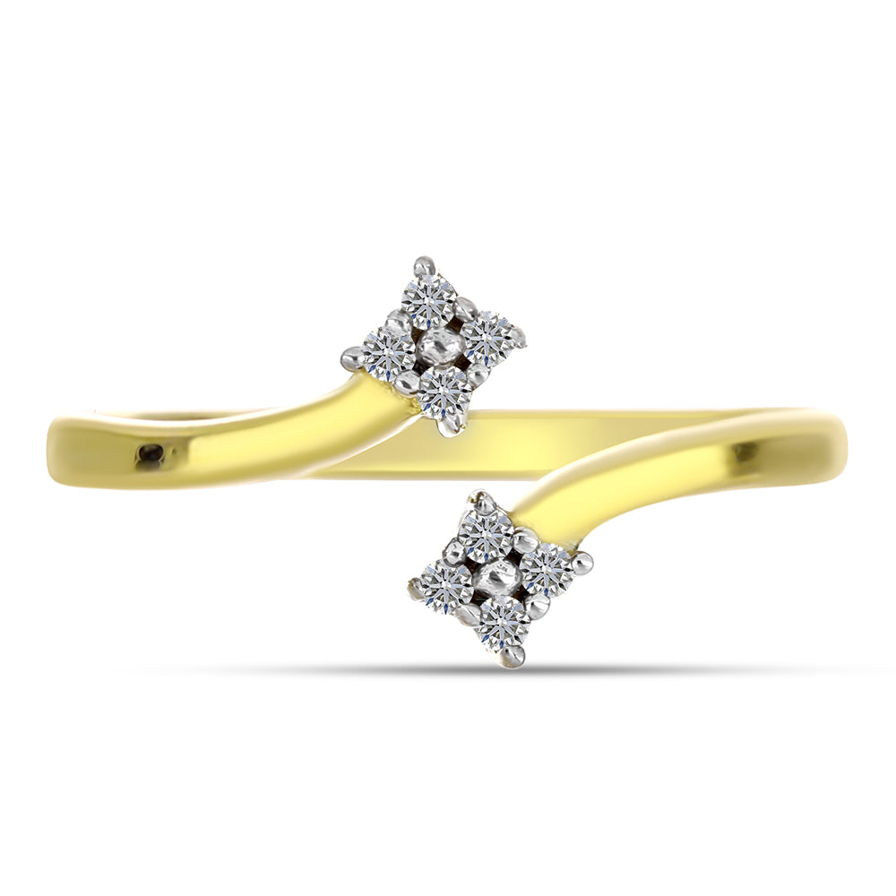Inel din Argint 925 Placat cu Aur ( 2.42 grame ) cu Diamant Alb 0.11 Carate 1 