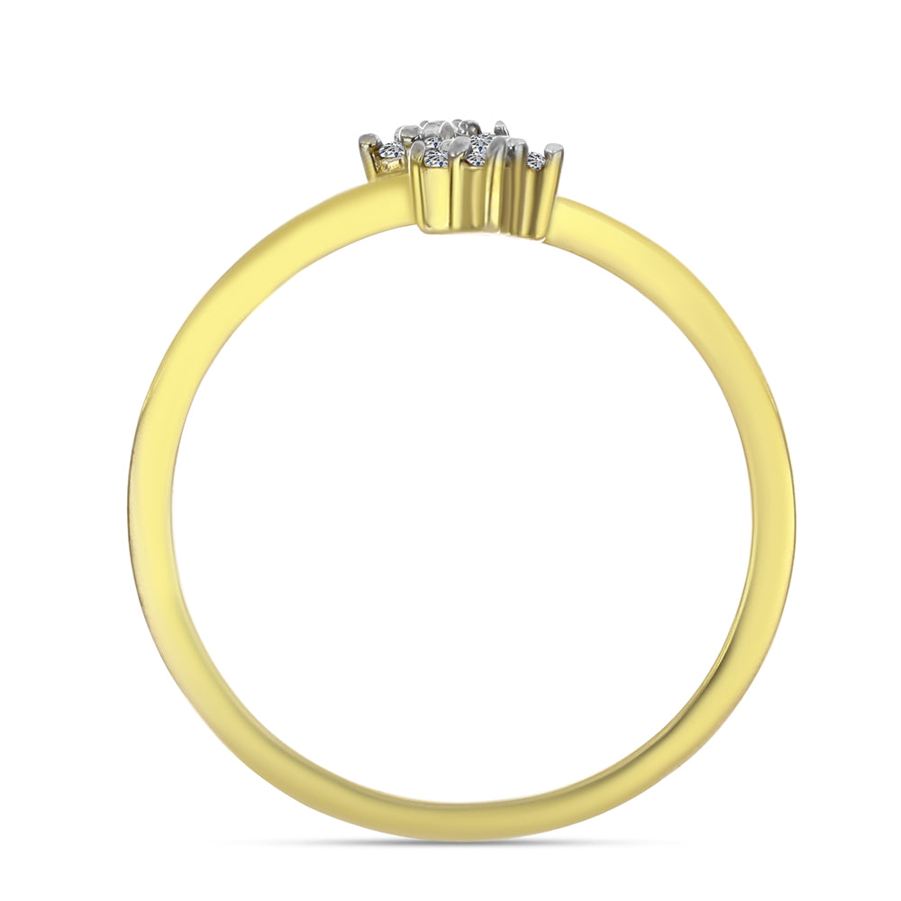 Inel din Argint 925 Placat cu Aur ( 2.42 grame ) cu Diamant Alb 0.11 Carate 2 