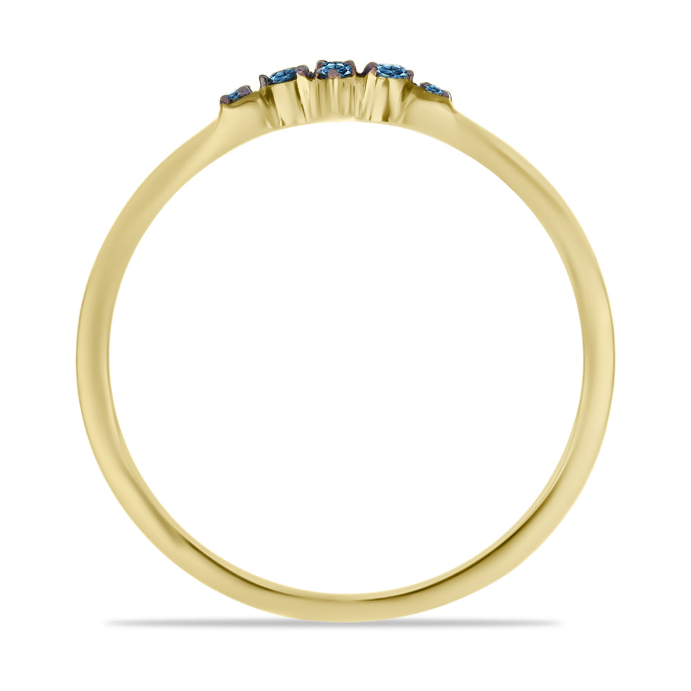Inel din Argint 925 Placat cu Aur ( 1.47 grame ) cu Diamant Albastru și Diamant Alb 0.3 Carate