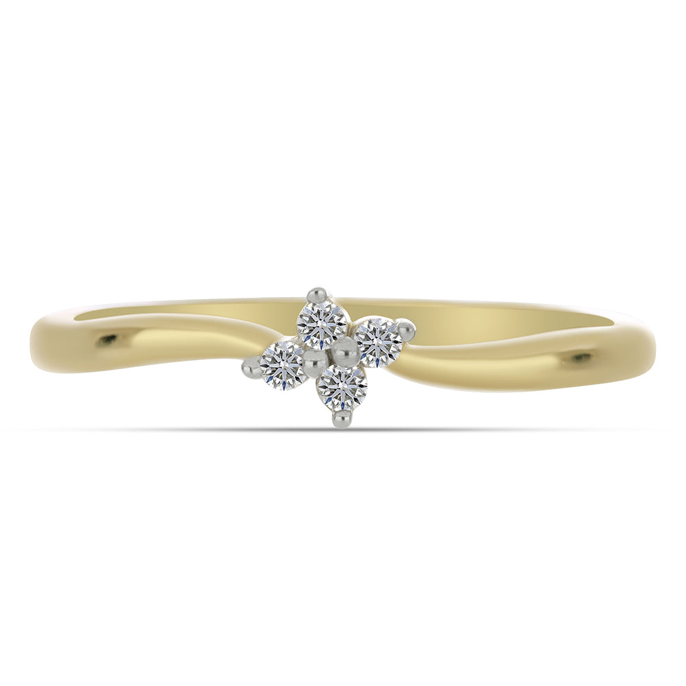 Inel din Argint 925 Placat cu Aur ( 1.88 grame ) cu Diamant Alb 0.09 Carate