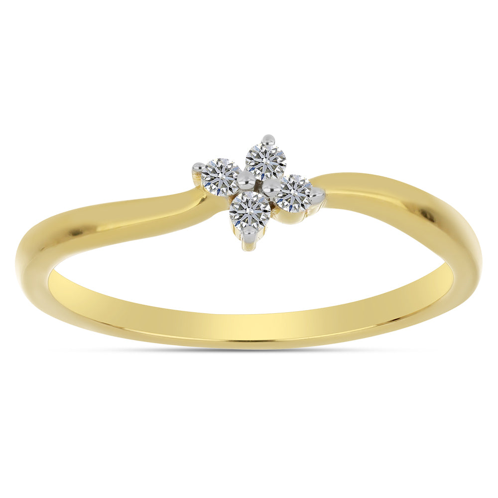 Inel din Argint 925 Placat cu Aur ( 1.88 grame ) cu Diamant Alb 0.09 Carate 3 