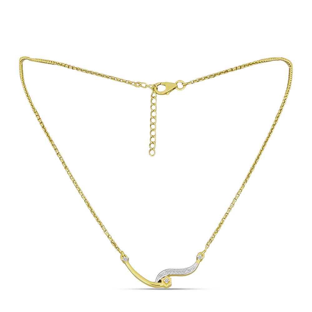 Colier din Argint 925 Placat cu Aur ( 5.41 grame ) cu Diamant Alb 0.1 Carate