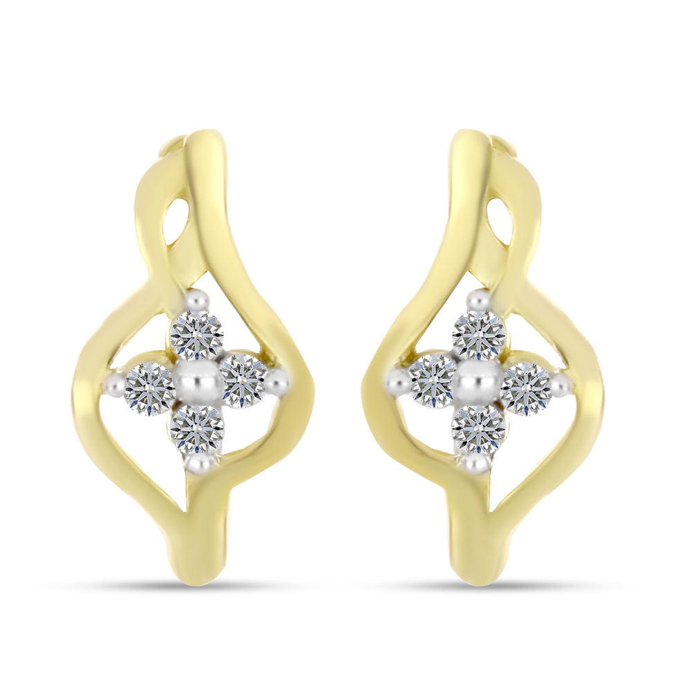Cercei din Argint 925 Placat cu Aur ( 2.58 grame ) cu Diamant Alb 0.11 Carate