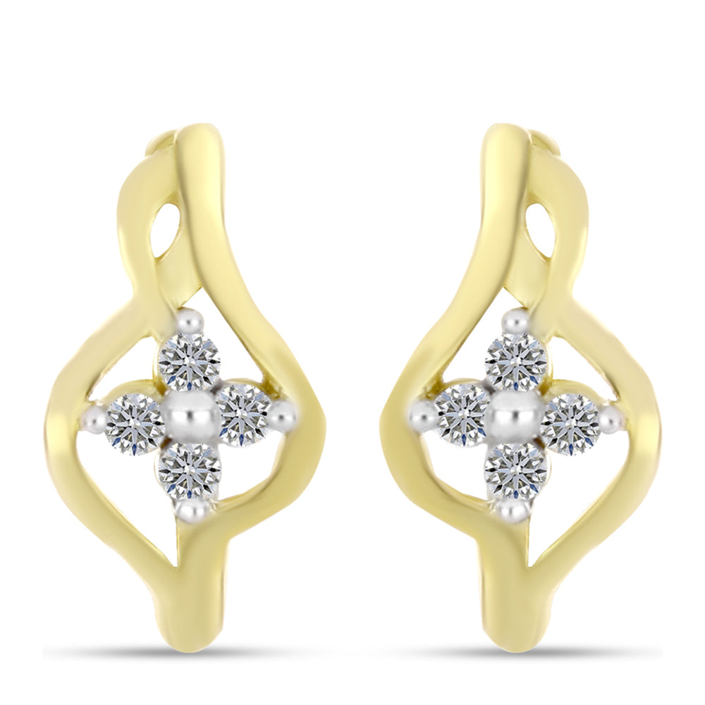 Cercei din Argint 925 Placat cu Aur ( 2.58 grame ) cu Diamant Alb 0.11 Carate 3 