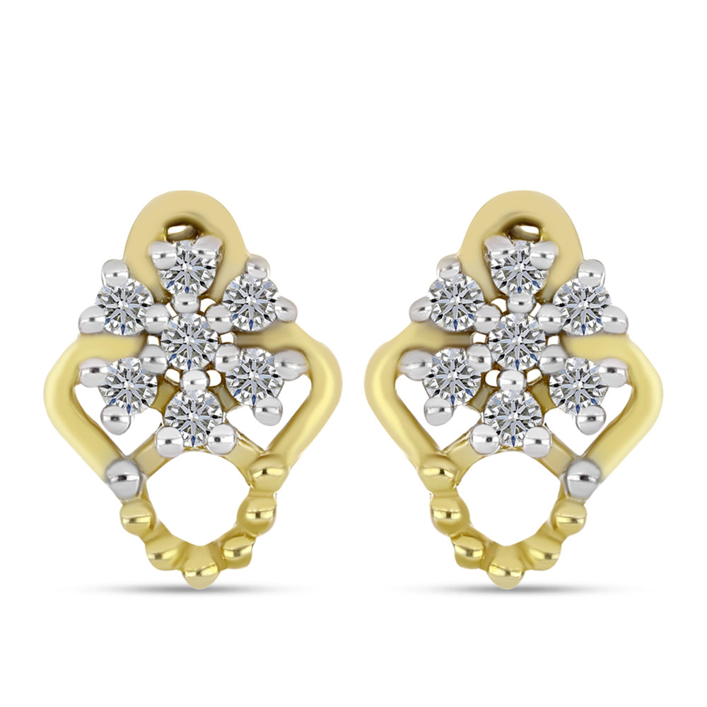 Cercei din Argint 925 Placat cu Aur ( 1.91 grame ) cu Diamant Alb 0.17 Carate