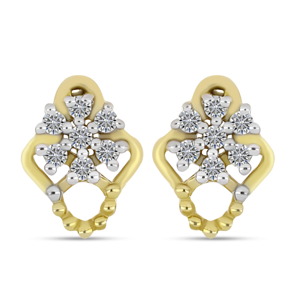 Cercei din Argint 925 Placat cu Aur ( 1.91 grame ) cu Diamant Alb 0.17 Carate 1 