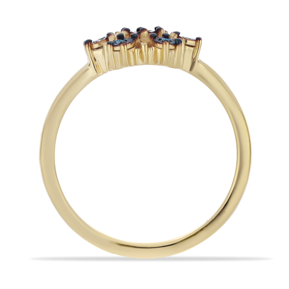 Inel din Argint 925 Placat cu Aur ( 2.86 grame ) cu Diamant Albastru 0.06 Carate 2 