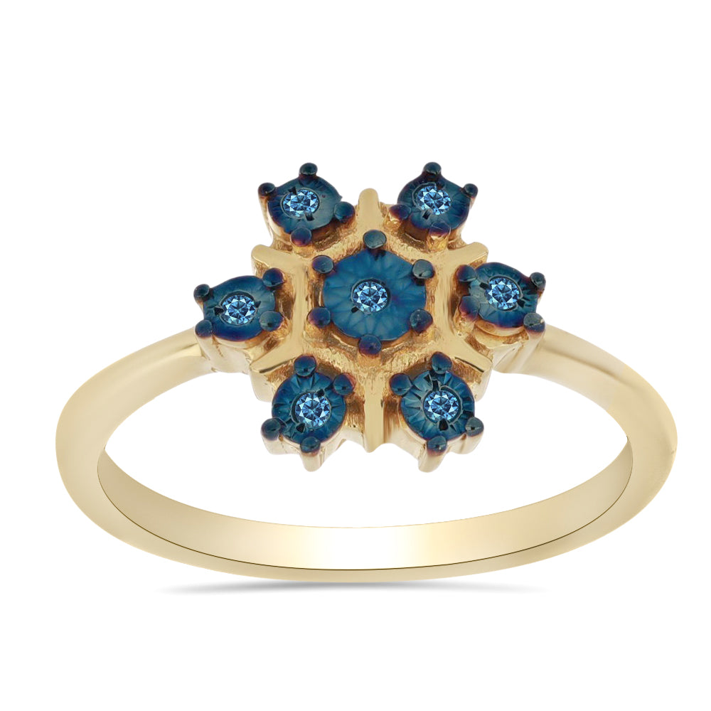 Inel din Argint 925 Placat cu Aur ( 2.86 grame ) cu Diamant Albastru 0.06 Carate