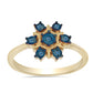 Inel din Argint 925 Placat cu Aur ( 2.86 grame ) cu Diamant Albastru 0.06 Carate