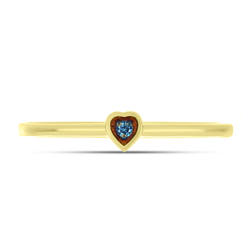 Inel din Argint 925 Placat cu Aur ( 1.42 grame ) cu Diamant Albastru 0.02 Carate 1 