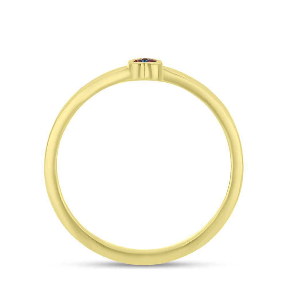 Inel din Argint 925 Placat cu Aur ( 1.42 grame ) cu Diamant Albastru 0.02 Carate 2 