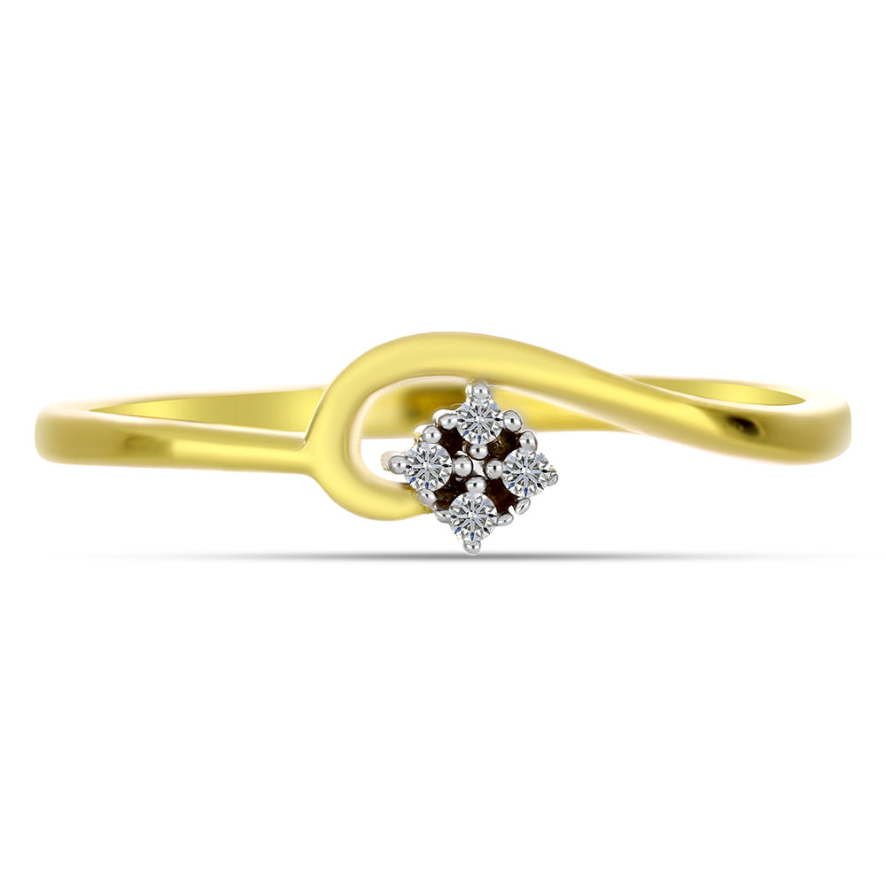 Inel din Argint 925 Placat cu Aur ( 1.63 grame ) cu Diamant Alb 0.05 Carate 1 
