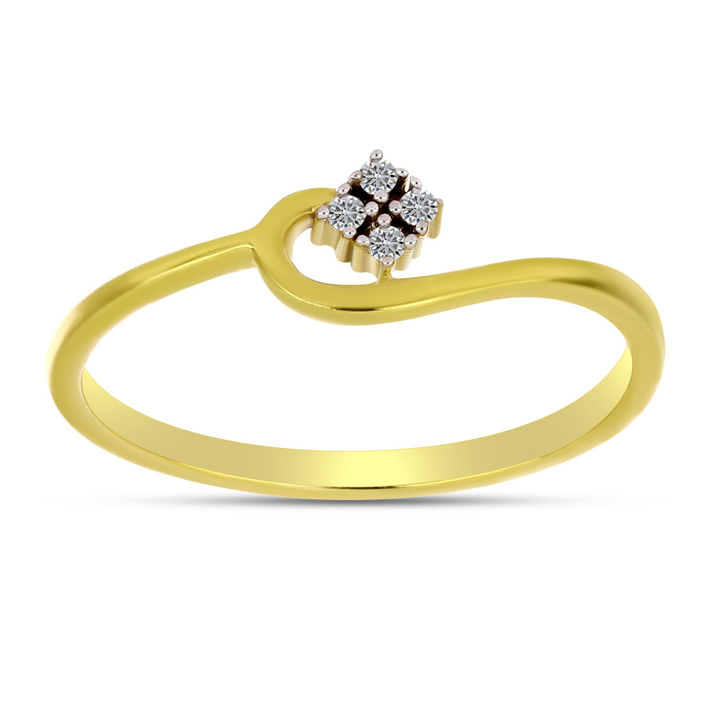 Inel din Argint 925 Placat cu Aur ( 1.63 grame ) cu Diamant Alb 0.05 Carate