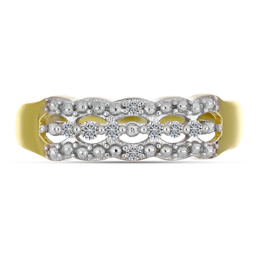 Inel din Argint 925 Placat cu Aur ( 2.72 grame ) cu Diamant Alb 0.08 Carate