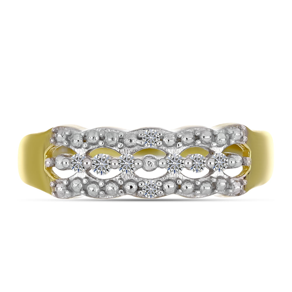Inel din Argint 925 Placat cu Aur ( 2.72 grame ) cu Diamant Alb 0.08 Carate 5 