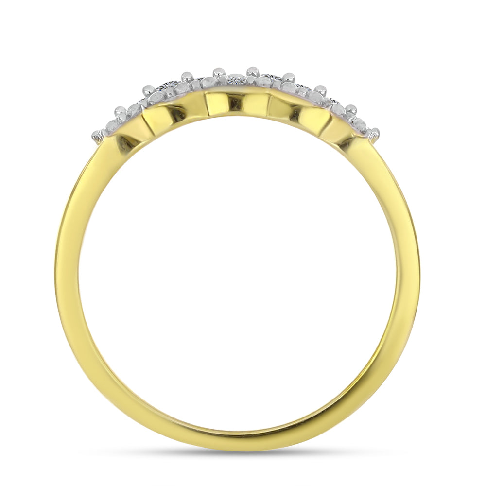 Inel din Argint 925 Placat cu Aur ( 2.72 grame ) cu Diamant Alb 0.08 Carate 2 