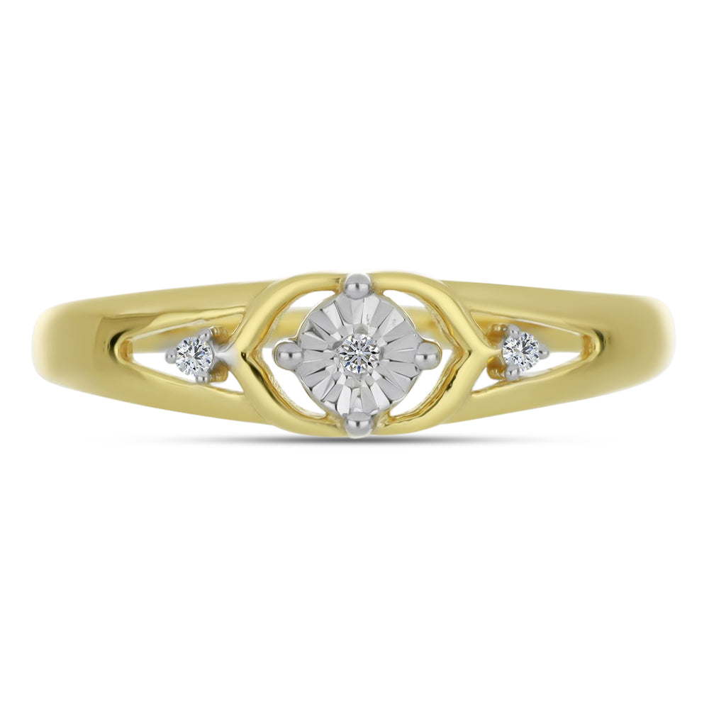Inel din Argint 925 Placat cu Aur ( 2.17 grame ) cu Diamant Alb și Zircon Alb 0.04 Carate 1 