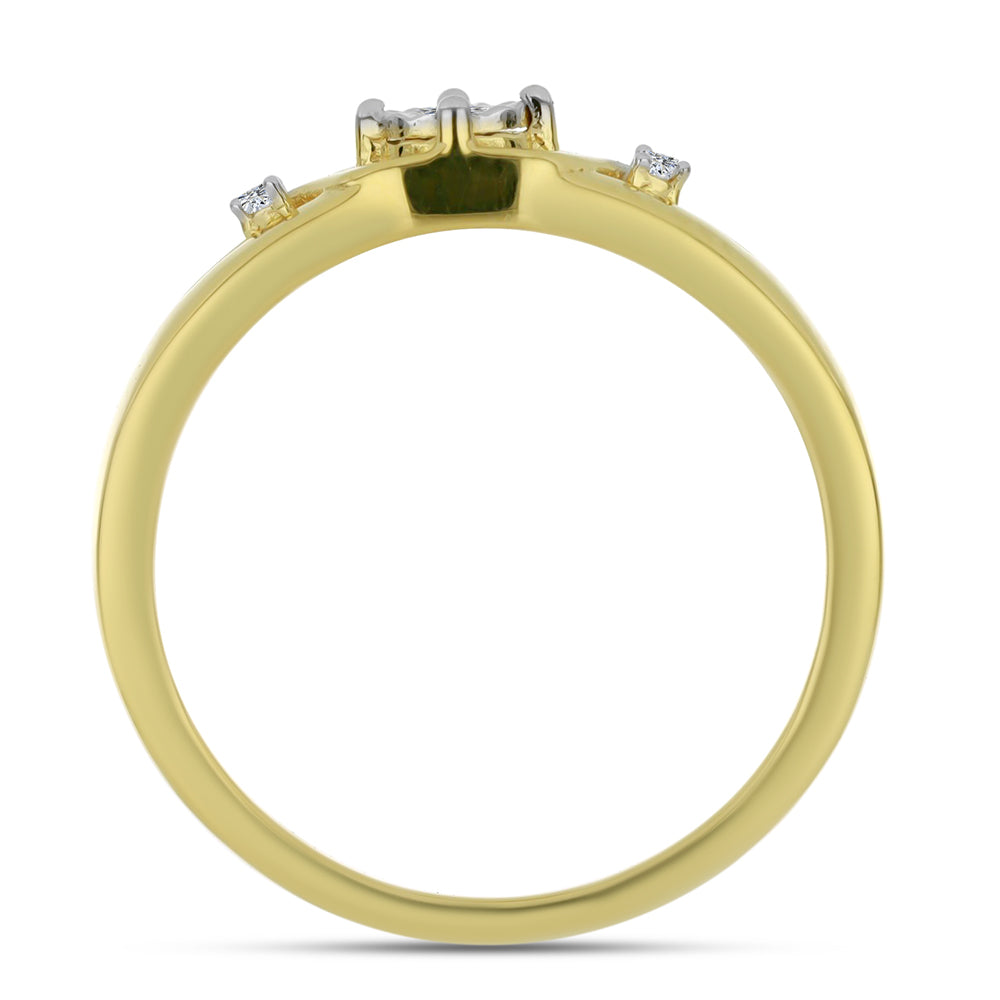 Inel din Argint 925 Placat cu Aur ( 2.17 grame ) cu Diamant Alb și Zircon Alb 0.04 Carate 2 