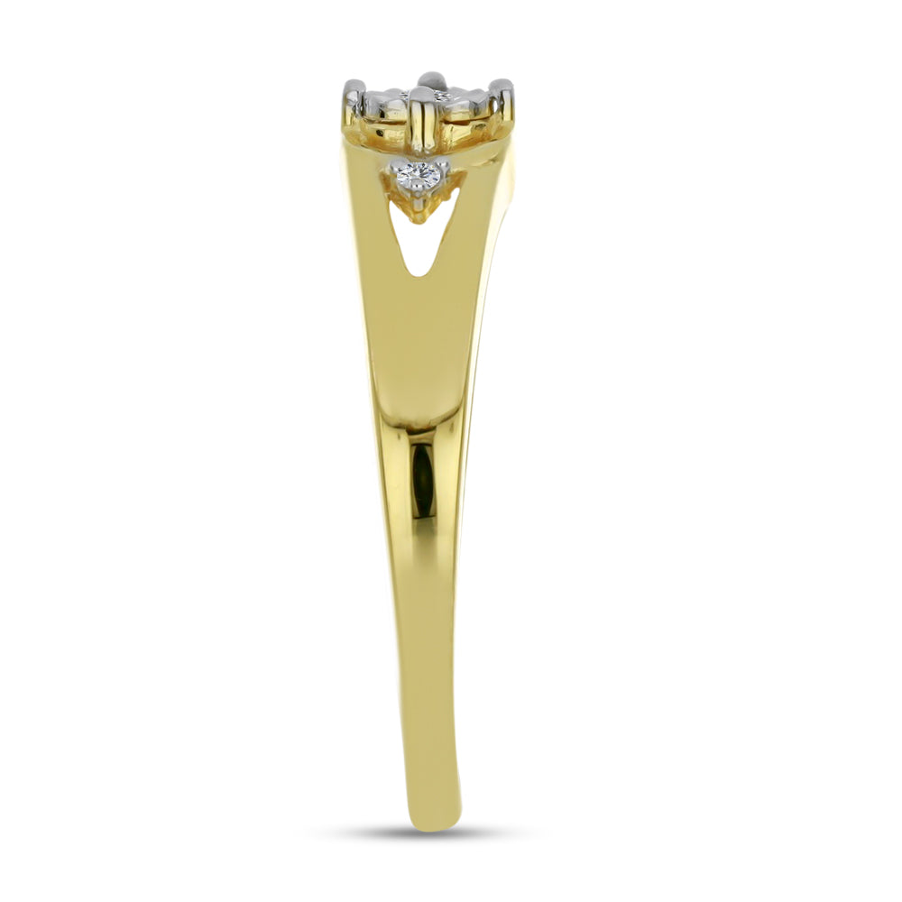 Inel din Argint 925 Placat cu Aur ( 2.17 grame ) cu Diamant Alb și Zircon Alb 0.04 Carate 4 