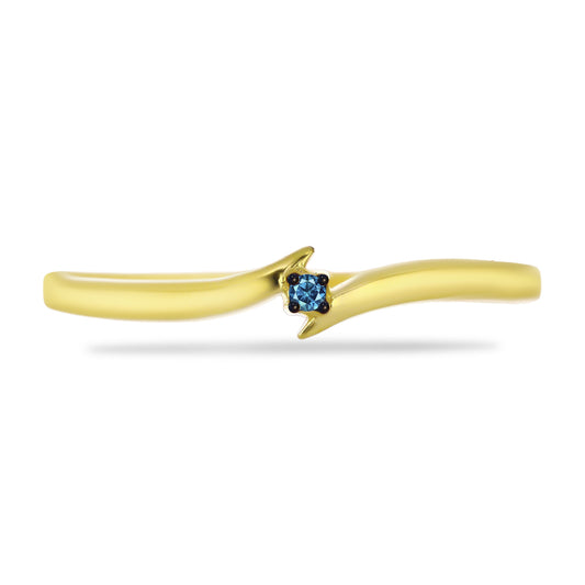 Inel din Argint 925 Placat cu Aur ( 1.4 grame ) cu Diamant Albastru 0.03 Carate