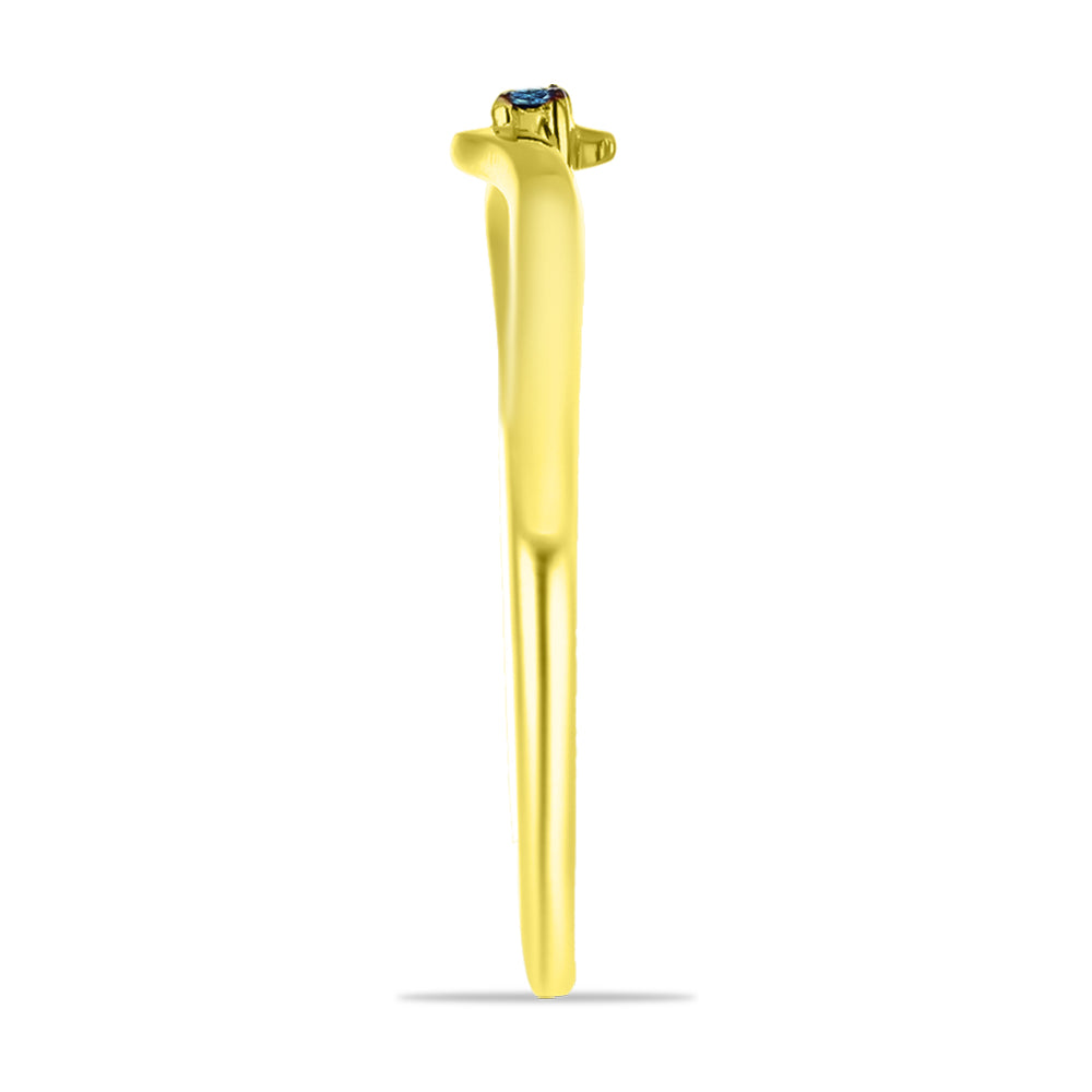Inel din Argint 925 Placat cu Aur ( 1.4 grame ) cu Diamant Albastru 0.03 Carate