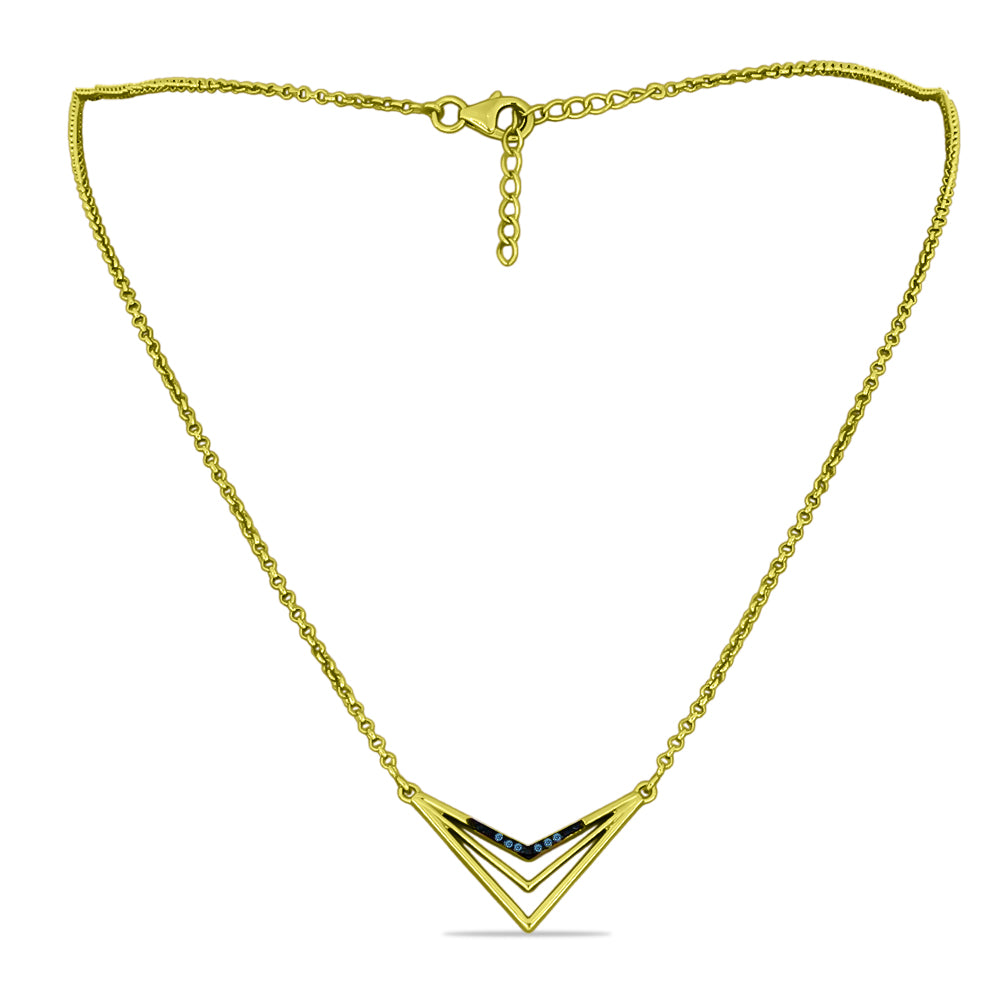 Colier din Argint 925 Placat cu Aur ( 5.36 grame ) cu Diamant Albastru 0.05 Carate 1 