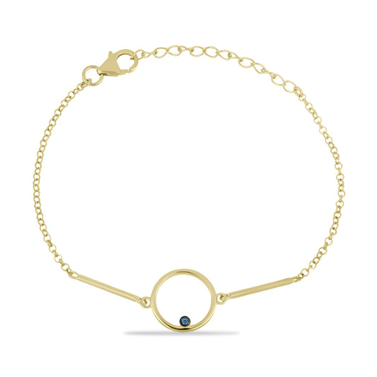 Brățară din Argint 925 Placat cu Aur ( 3.26 grame ) cu Diamant Albastru 0.01 Carate