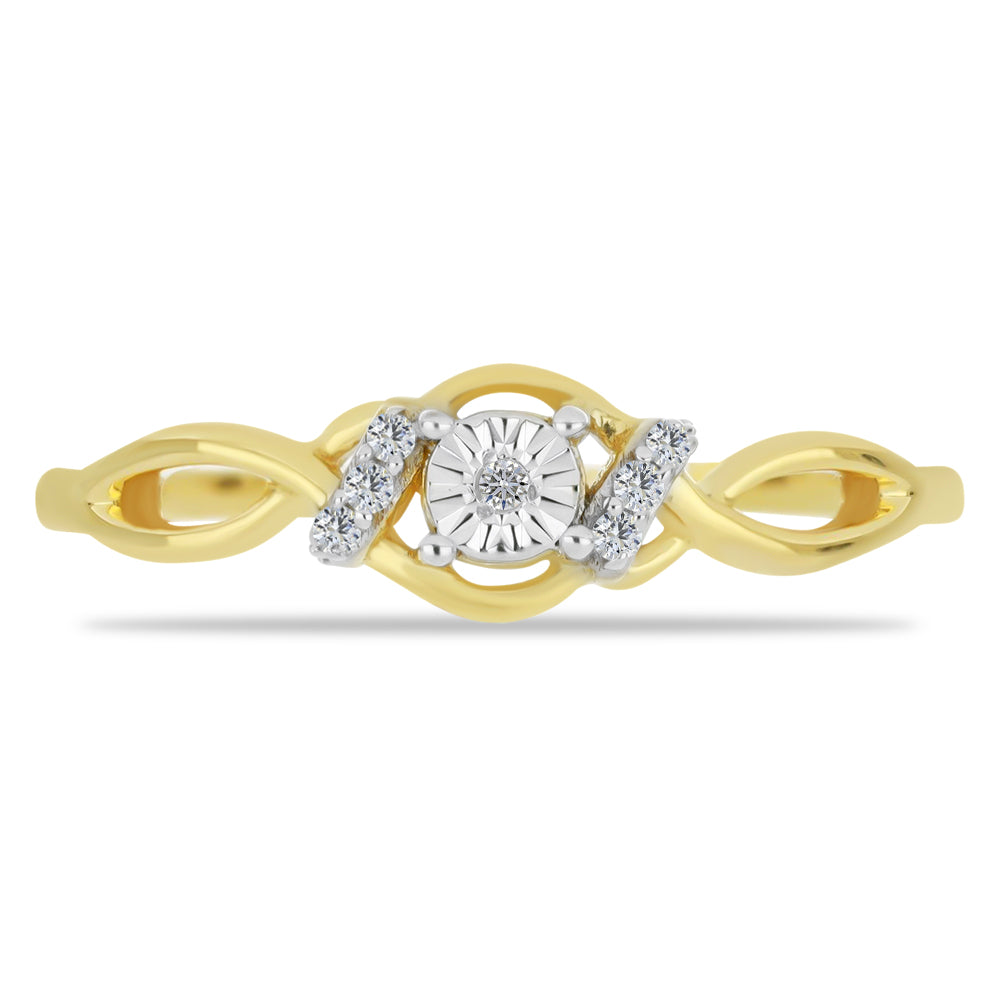 Inel din Argint 925 Placat cu Aur ( 1.73 grame ) cu Diamant Alb și Zircon Alb 0.09 Carate 1 