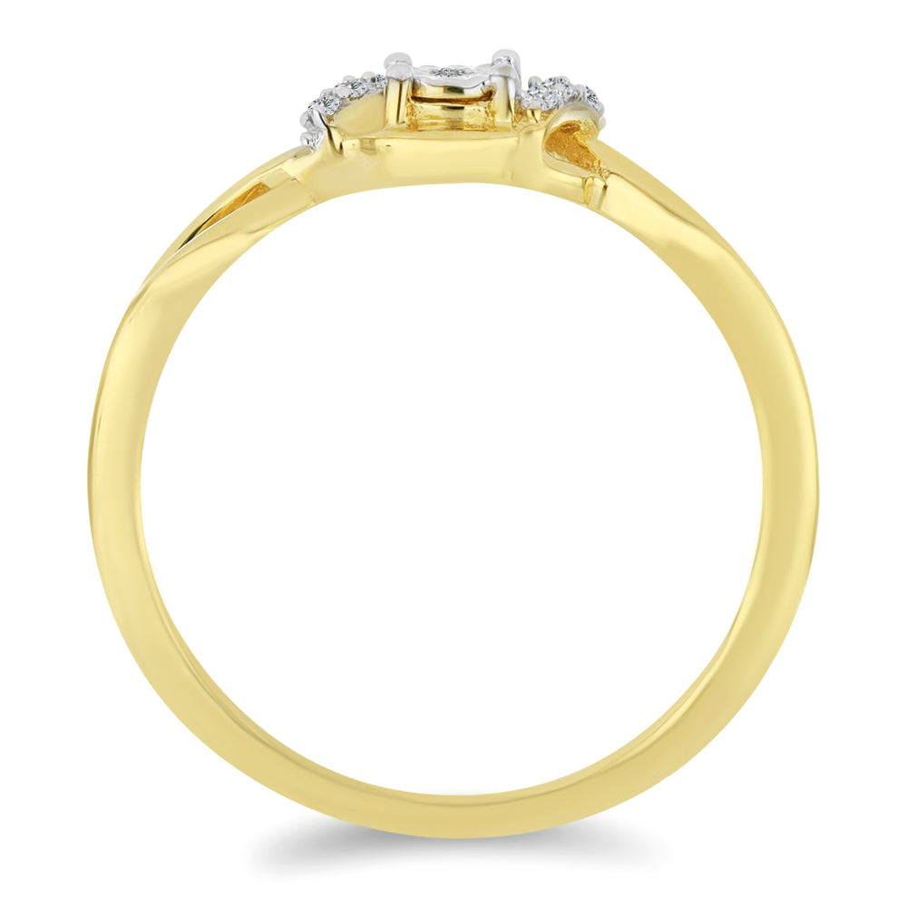 Inel din Argint 925 Placat cu Aur ( 1.73 grame ) cu Diamant Alb și Zircon Alb 0.09 Carate 2 