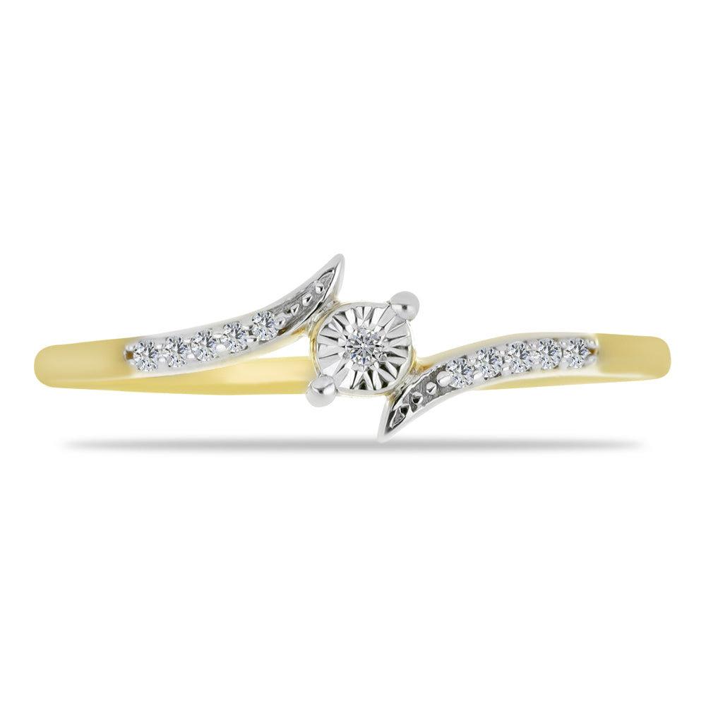 Inel din Argint 925 Placat cu Aur ( 1.39 grame ) cu Diamant Alb și Zircon Alb 0.11 Carate 1 