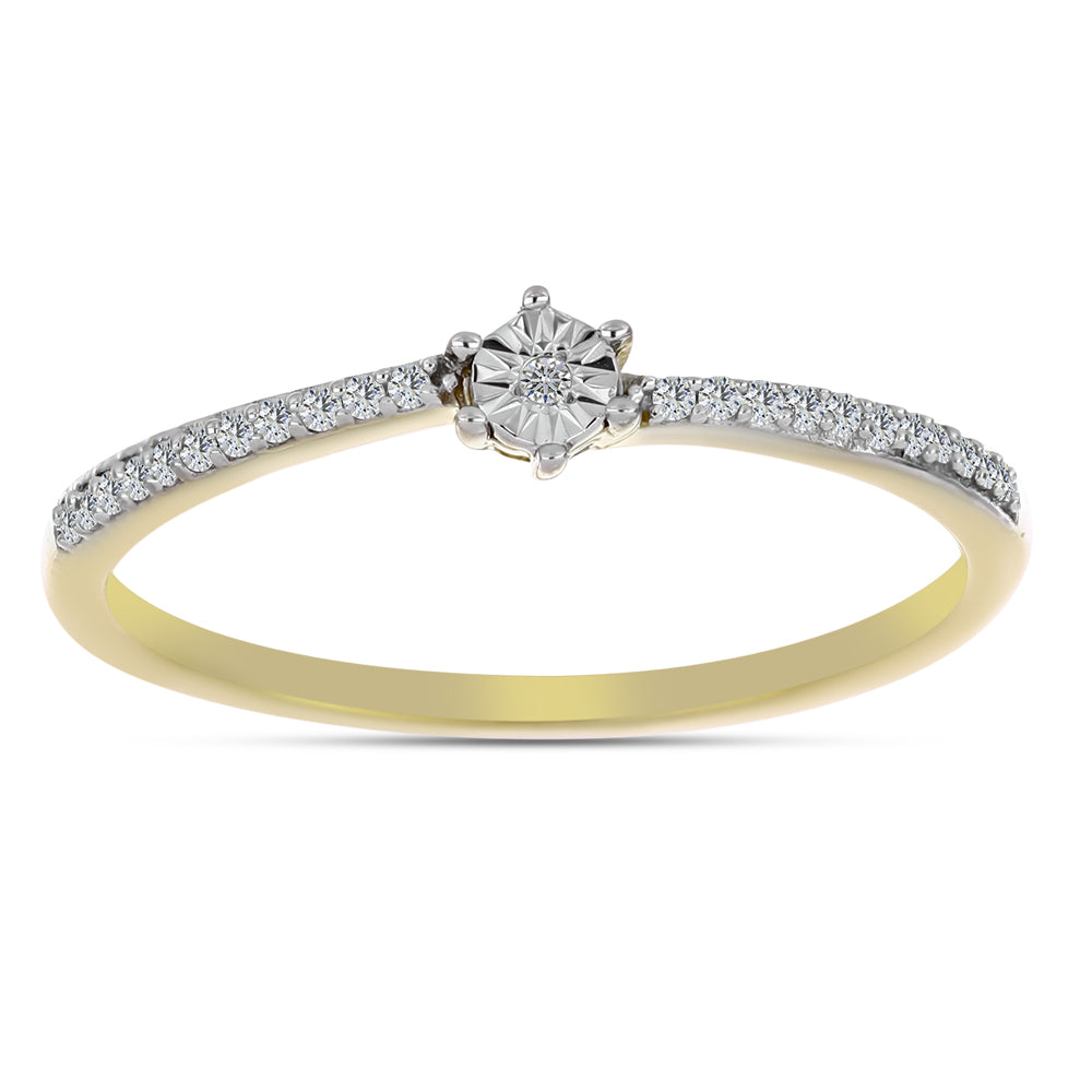 Inel din Argint 925 Placat cu Aur ( 1.55 grame ) cu Diamant Alb și Zircon Alb 0.21 Carate