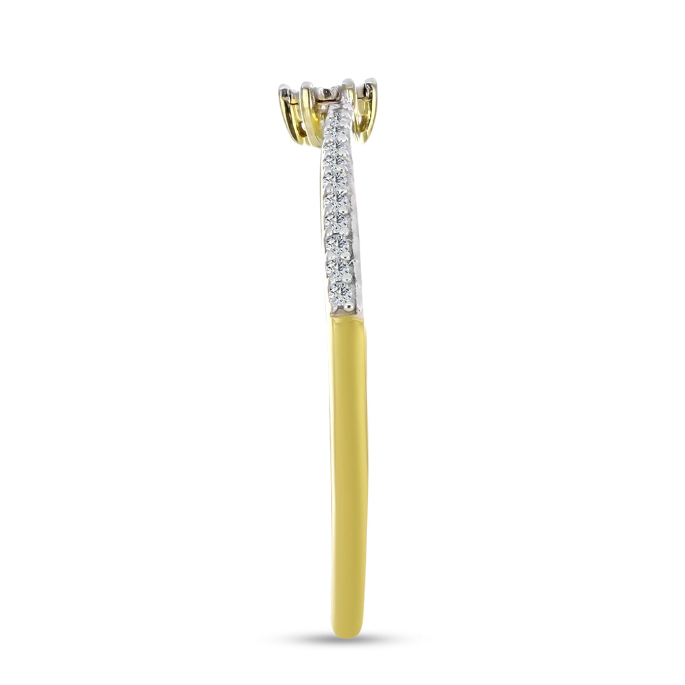 Inel din Argint 925 Placat cu Aur ( 1.55 grame ) cu Diamant Alb și Zircon Alb 0.21 Carate 4 