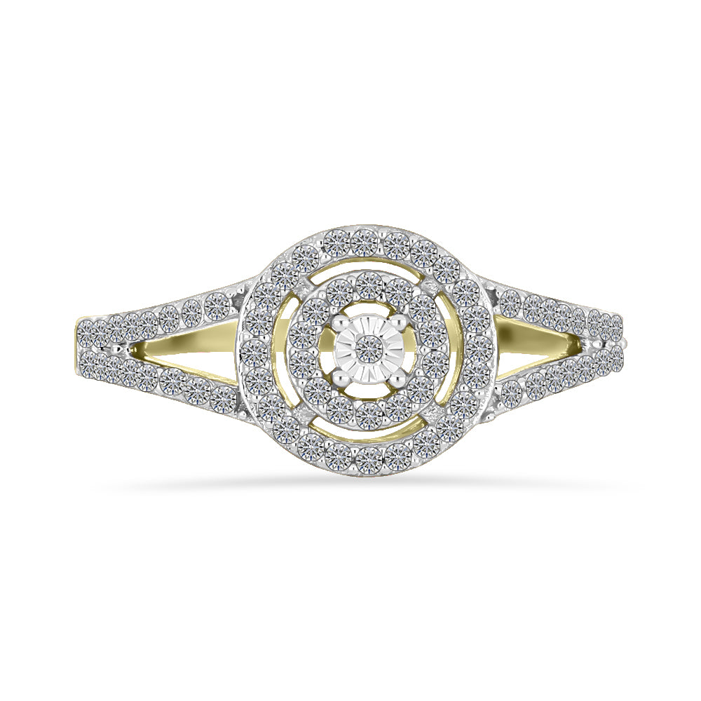 Inel din Argint 925 Placat cu Aur ( 2.85 grame ) cu Diamant Alb și Zircon Alb 0.78 Carate