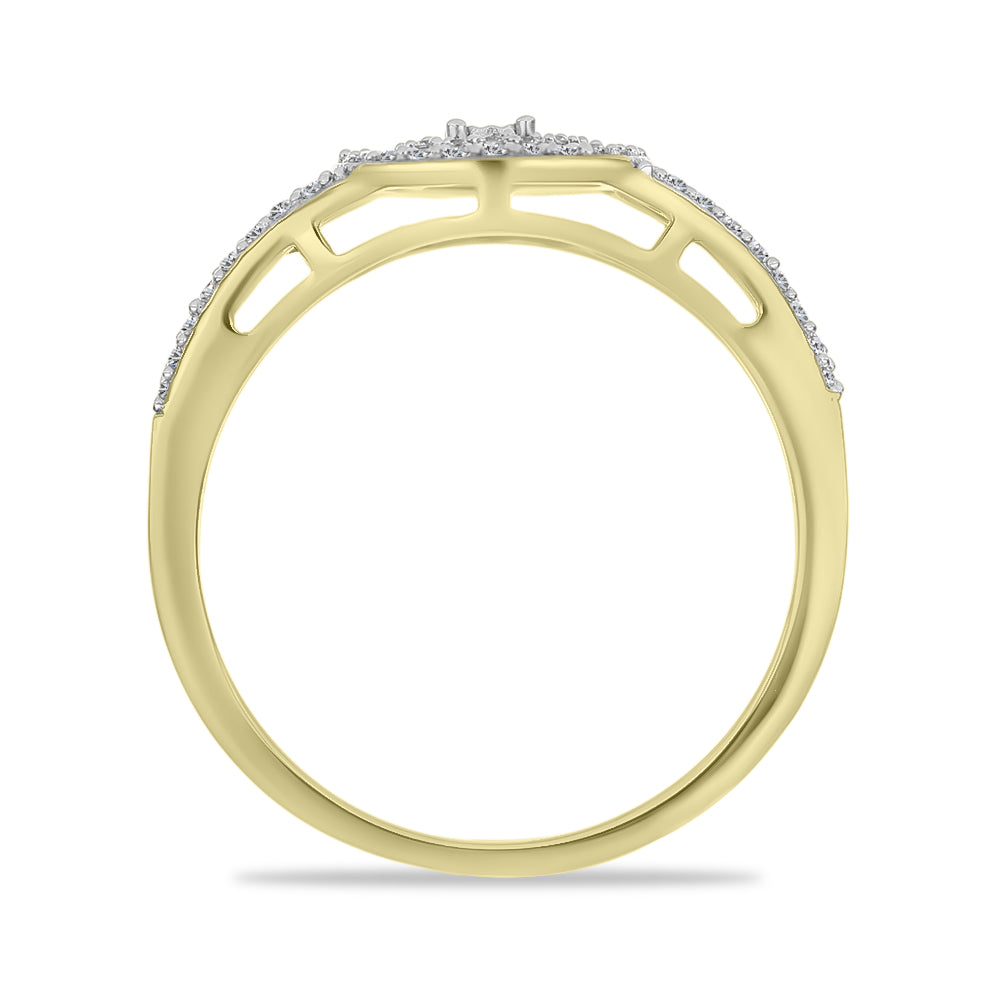 Inel din Argint 925 Placat cu Aur ( 2.85 grame ) cu Diamant Alb și Zircon Alb 0.78 Carate 2 