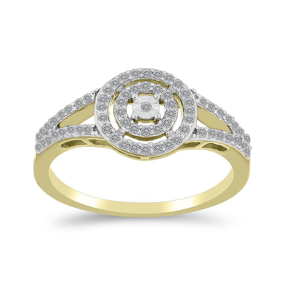 Inel din Argint 925 Placat cu Aur ( 2.85 grame ) cu Diamant Alb și Zircon Alb 0.78 Carate 3 