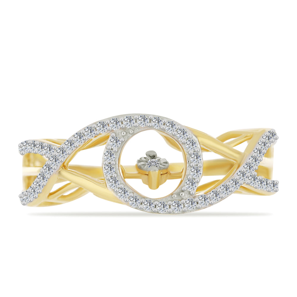 Inel din Argint 925 Placat cu Aur ( 3.75 grame ) cu Diamant Alb și Zircon Alb 0.69 Carate