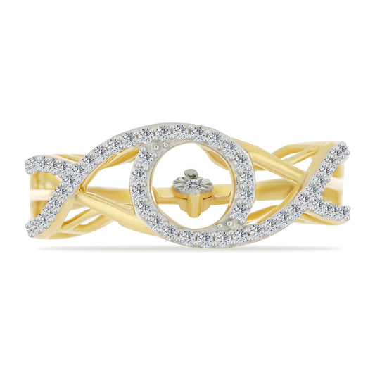 Inel din Argint 925 Placat cu Aur ( 3.75 grame ) cu Diamant Alb și Zircon Alb 0.69 Carate