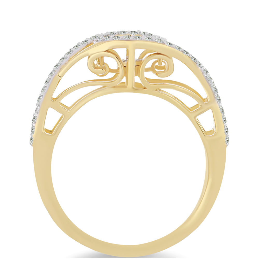 Inel din Argint 925 Placat cu Aur ( 3.75 grame ) cu Diamant Alb și Zircon Alb 0.69 Carate 6 